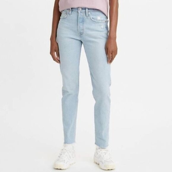 NWT Levis 501 Light Blue Wash High Rise Skinny Cropped Denim Jeans Size 26 - Picture 1 of 8